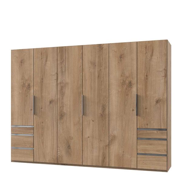 Drehtürenkleiderschrank 300 cm in Plankeneiche NB sechs Schubladen günstig online kaufen