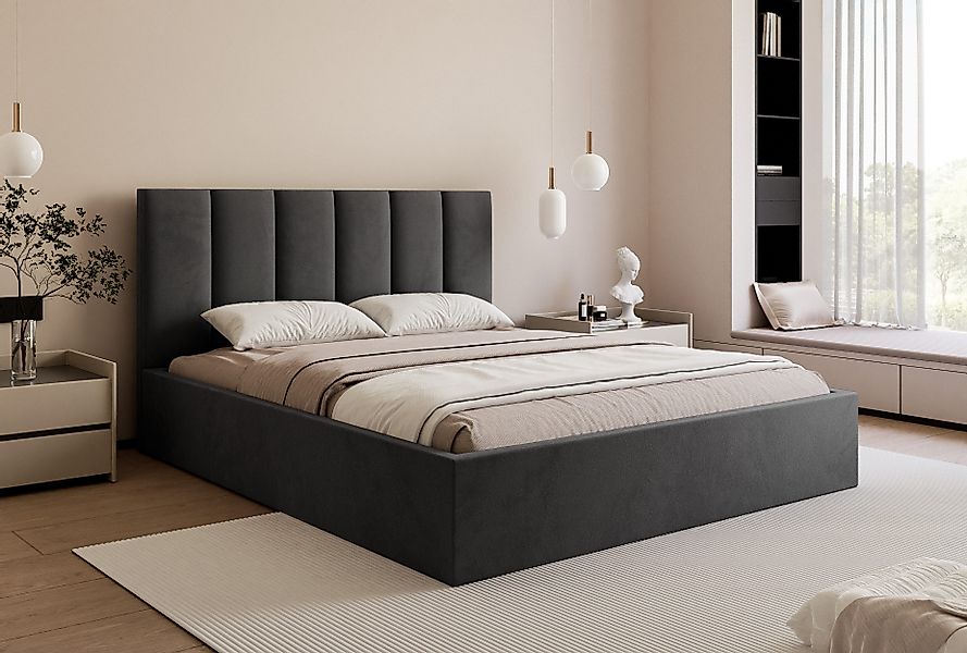 Goldstoff Polsterbett mit Stauraum & elegantem günstig online kaufen