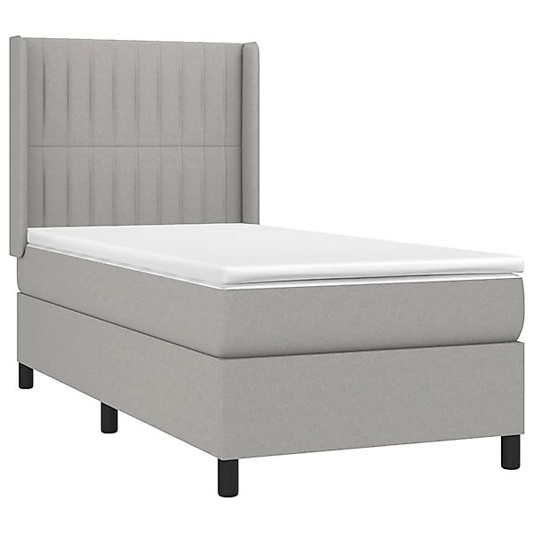 vidaXL Boxspringbett mit Matratze & LED Hellgrau 100x200 cm Stoff 3138453 günstig online kaufen