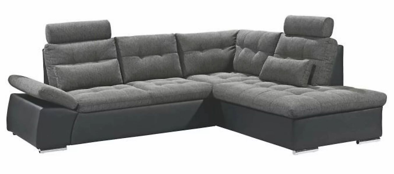 L Sofa mit Schlaffunktion Anthrazit Grau / Lederlook Schwarz 219 x 260 cm J günstig online kaufen