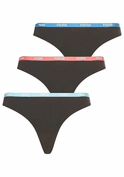 PUMA Stringtanga, (3er-Pack), mit farbigem Logobund günstig online kaufen