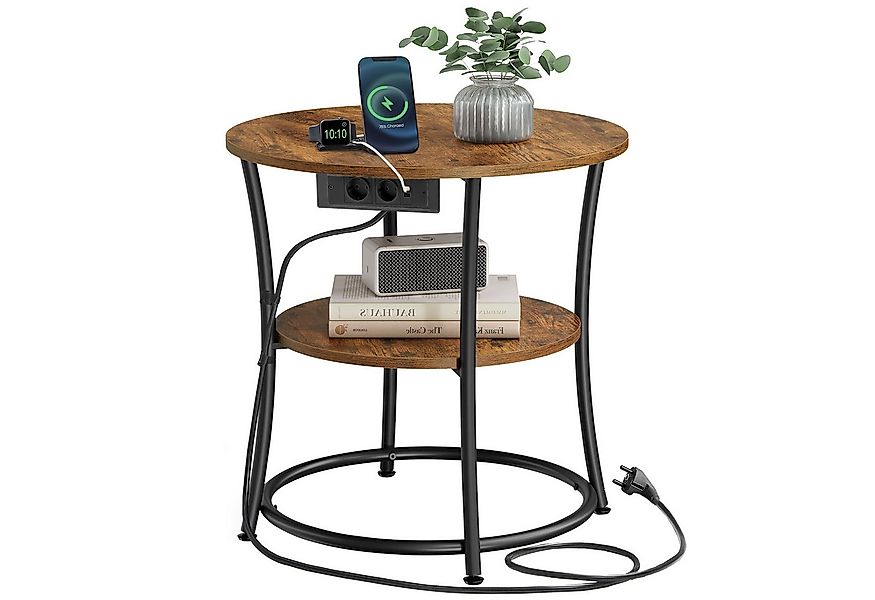 VASAGLE Beistelltisch, rund Sofatisch, 2 Ablagen, einfacher Aufbau, Ø55 cm günstig online kaufen