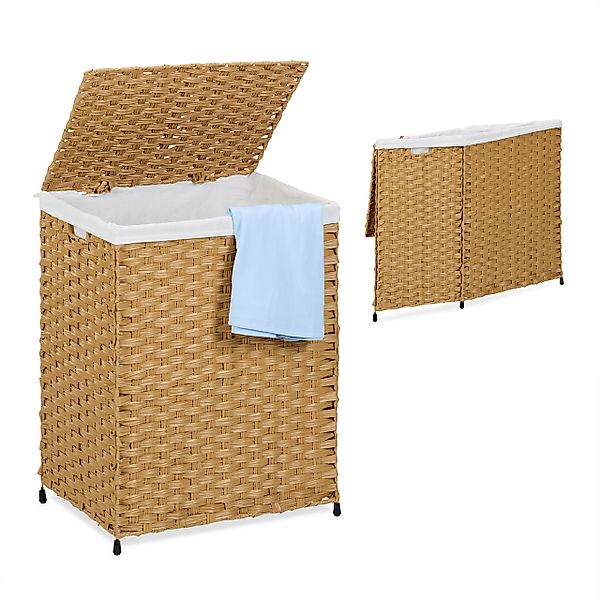 relaxdays Wäschekorb Rattan Optik 90 l, günstig online kaufen