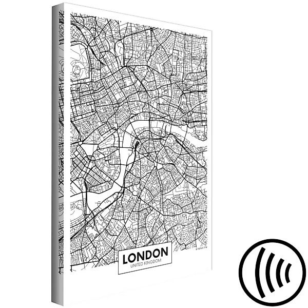 Leinwandbild Staßen von London - lineare SW-Stadtkarte der britischen Stadt günstig online kaufen