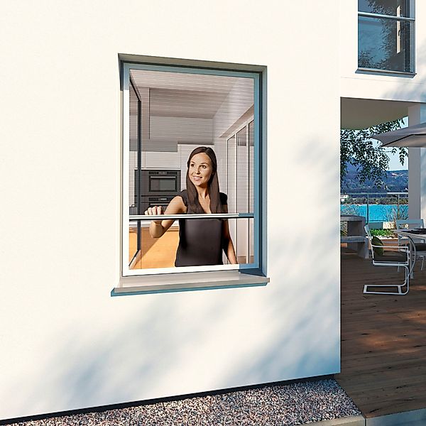 Windhager Insektenschutzplissee Plisseefenster ULTRA FLAT, halbtransparent, günstig online kaufen