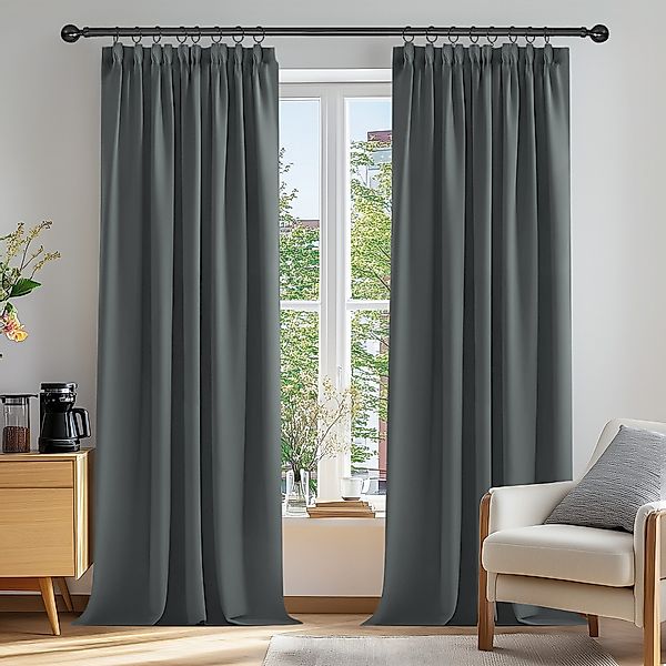 Deconovo Verdunkelungsvorhang Gardinen mit Kräuselband Blickdicht günstig online kaufen