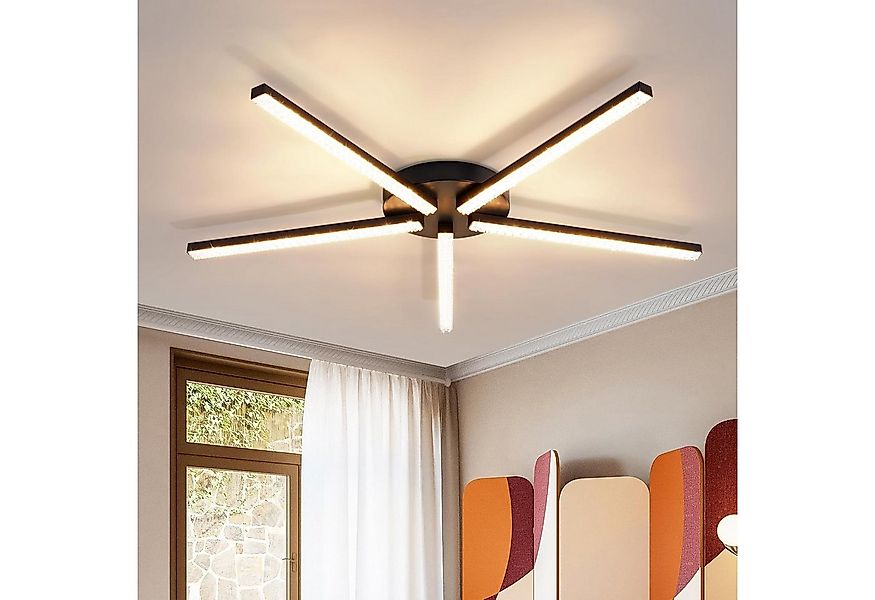 ZMH LED Deckenleuchte 24W Schwarz 3000K Modern Kristall Metall für Wohnzimm günstig online kaufen