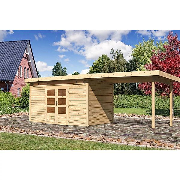 Karibu Holz-Gartenhaus Kumla 9 Natur Pultdach Unbehandelt 360 cm x 300 cm günstig online kaufen