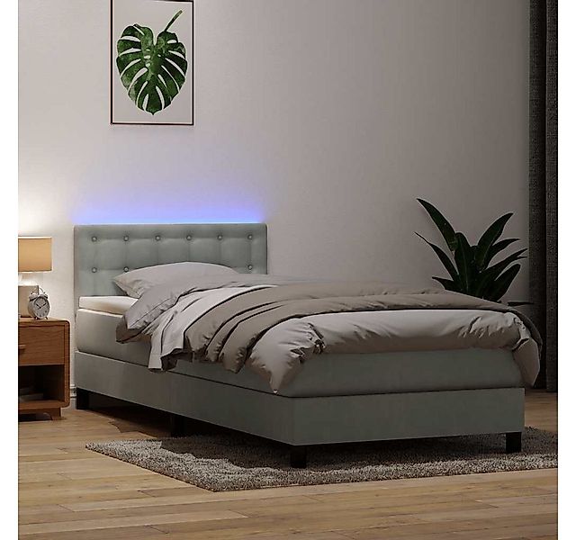 vidaXL Boxspringbett, Boxspringbett mit Matratze Hellgrau 90x220 cm Samt günstig online kaufen