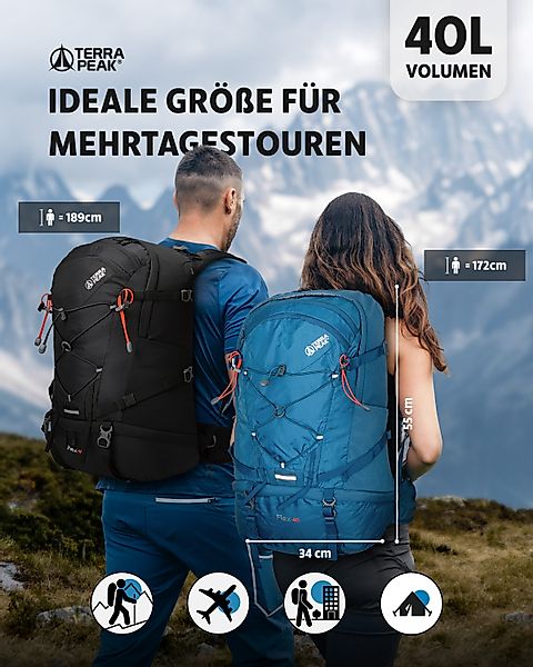 Terra Peak Wanderrucksack Flex 40, Wanderrucksack 40L mit YKK Reißverschlus günstig online kaufen