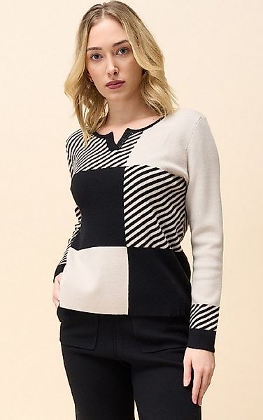 Passioni Strickpullover Jacquard Pullover im Color Block-Design günstig online kaufen