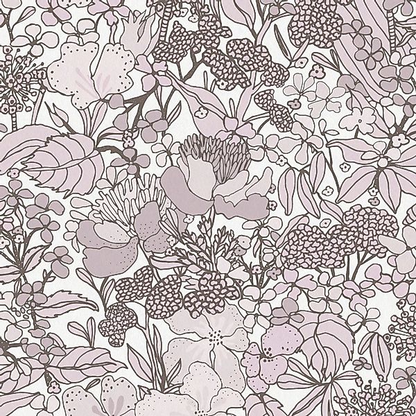 PROFHOME 377565-GU Blumen Tapete Dschungel Matt Creme Braun Weiß 0,53 m x 1 günstig online kaufen