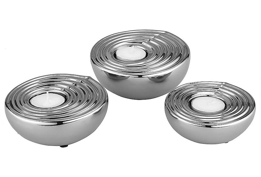 Dekonaz Kerzenleuchter 3-er, Deko-Kerzenhalter, Kerzenständer, Silber, günstig online kaufen