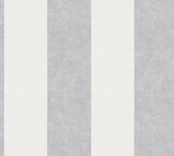 Bricoflor Blockstreifen Tapete Maritim Grau Weiß Gestreifte Tapete für Wohn günstig online kaufen