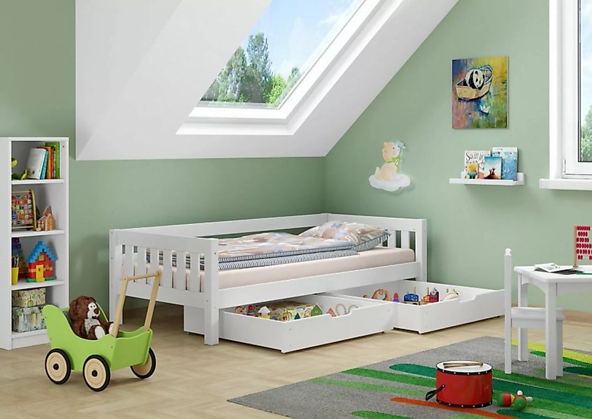ERST-HOLZ Bett Gemütliches Kinderbett mit dreiseitiger Sicherung 90x200 Kie günstig online kaufen