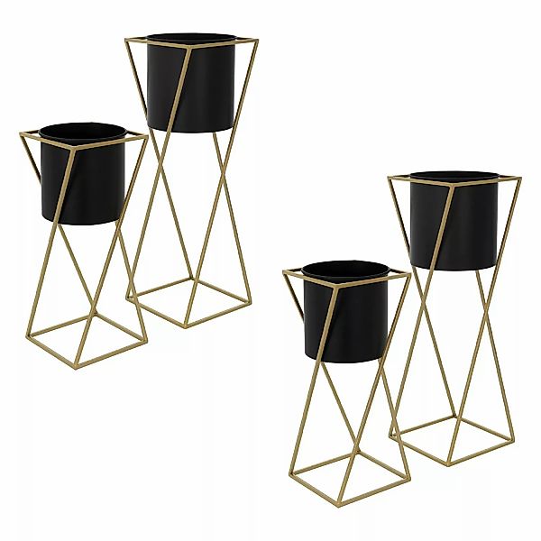 ML-Design Blumenständer 4Er Set Schwarz-Gold 21x21x51 cm 24x24x70,5 cm aus günstig online kaufen