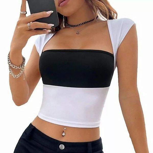 RUZU UG Blusentop Shirtbluse Sommer Sexy Schlankes Kurzarm-T-Shirt Damen günstig online kaufen