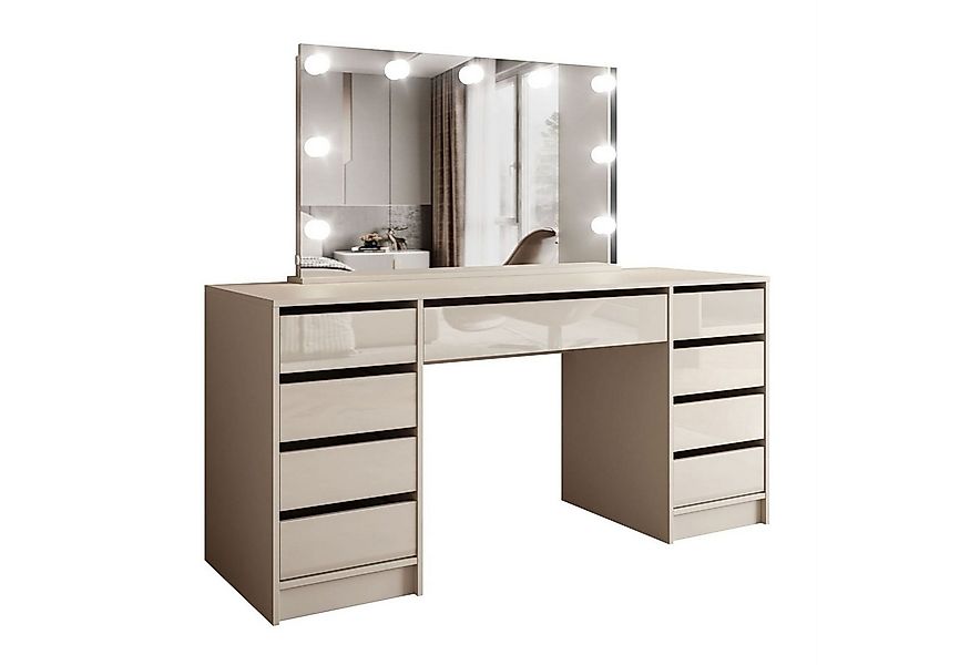 ALLHOUSE24 Schminktisch MAYA mit Spiegel und LED Beleuchtung Glanz Kosmetik günstig online kaufen