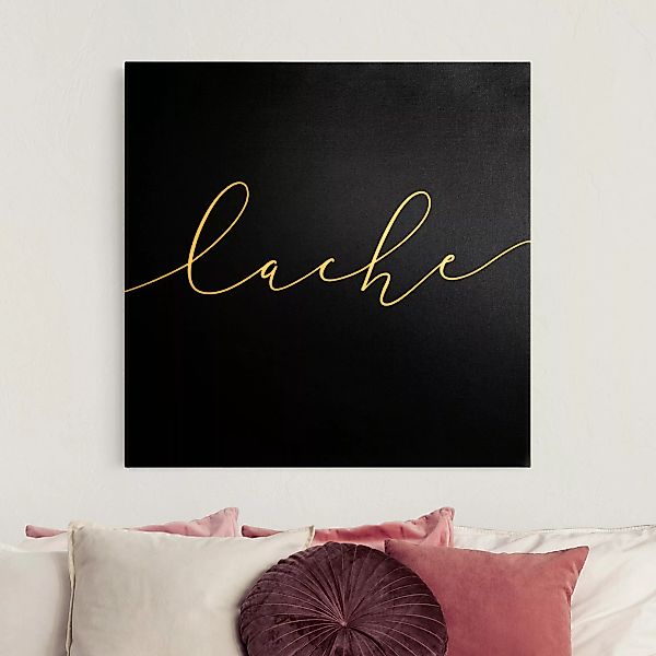 Leinwandbild Gold Lache Kalligraphie Schwarz günstig online kaufen