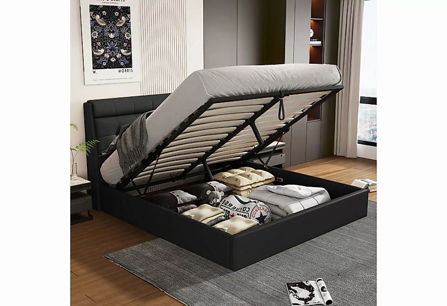 OKWISH Polsterbett Hydraulisches Bett (140*200cm), mit Lattenrost, verdeckt günstig online kaufen