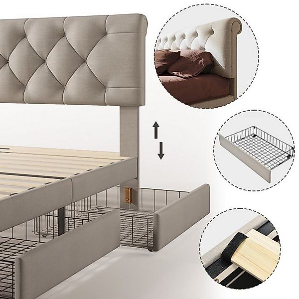 STILVORA Polsterbett 90x200 Bettgestell mit Stauraum Jugendbett mit verstel günstig online kaufen