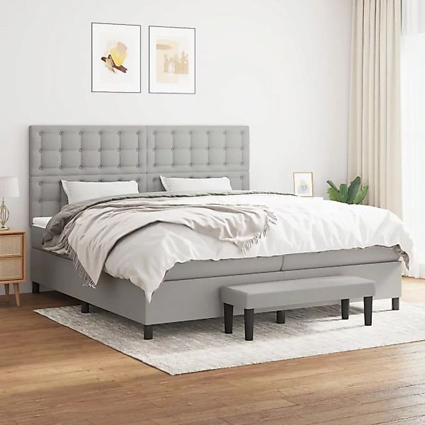 Vidaxl Boxspringbett Mit Matratze Hellgrau 200x200 Cm Stoff günstig online kaufen
