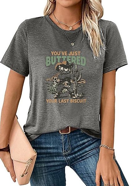 PYL T-Shirt Damen bequemes Sommer Kurzarmbluse Locker Katze Print-Shirt Beq günstig online kaufen