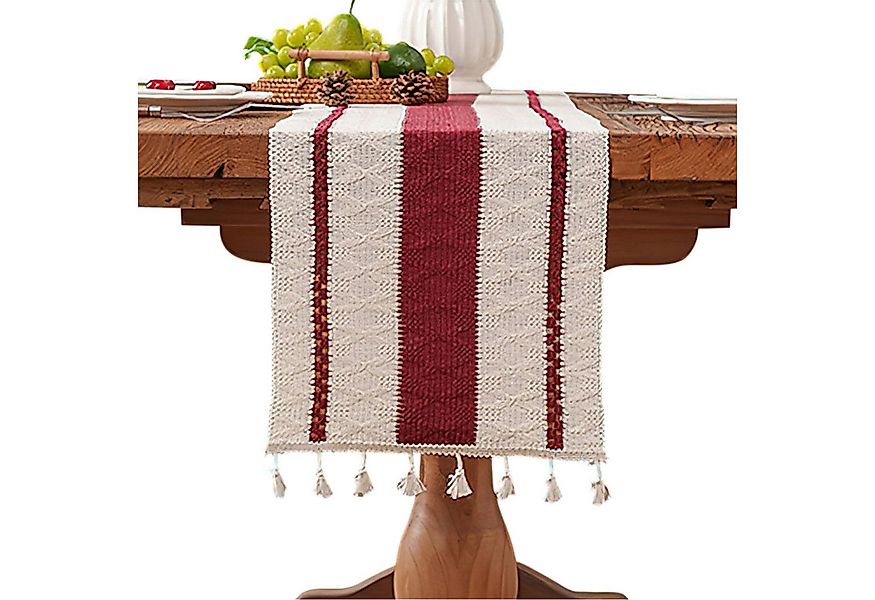 Refttenw Tischläufer Tischläufer mit Quastenbesatz,Boho-Makramee-Tischläufe günstig online kaufen