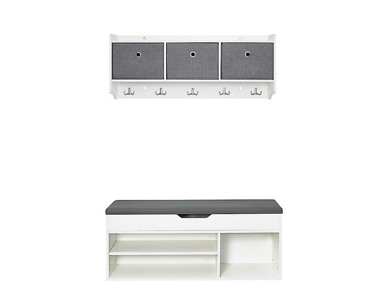 Mondeer Garderoben-Set (2-St), Garderobe mit Schuhbank, mit Stoff-Schublade günstig online kaufen