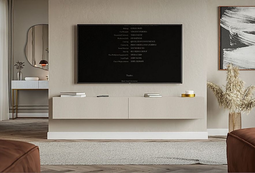 Selsey TV-Schrank VELDIO TV-Lowboard hängend 100/200/300 cm, geriffelte Fro günstig online kaufen