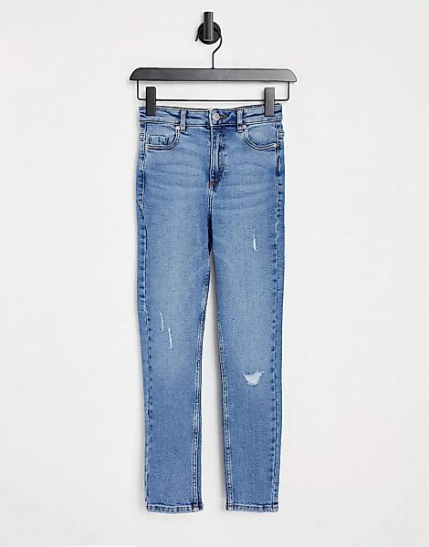 Miss Selfridge – Lizzie Short – Zerrissene Authentic-Jeans in mittelblauer günstig online kaufen