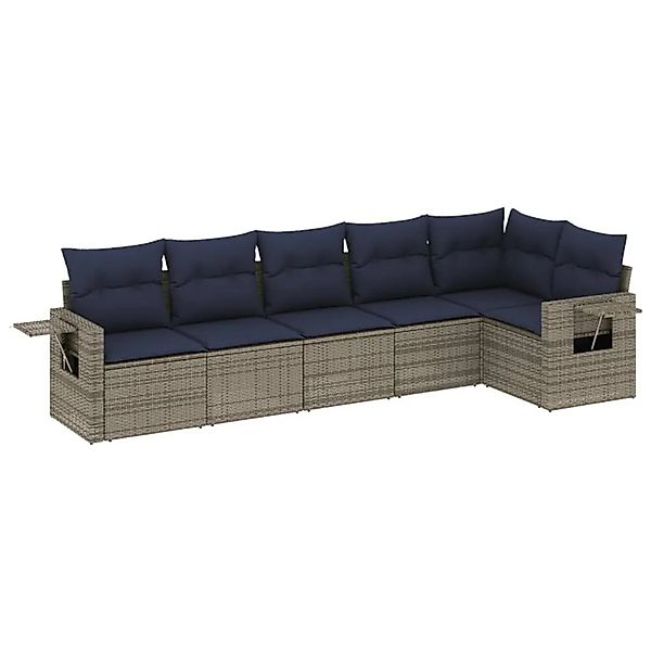 vidaXL 6-Tlg Gartensofa-Set mit Kissen Grau Polyrattan 3220190 günstig online kaufen