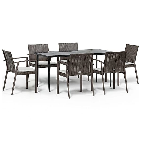 vidaXL 7-Tlg Garten-Essgruppe mit Kissen Poly Rattan und Stahl 3186978 günstig online kaufen