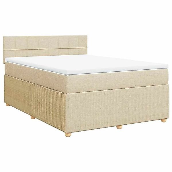 vidaXL Boxspringbett mit Matratze Creme 140x190 cm Stoff 3287456 günstig online kaufen