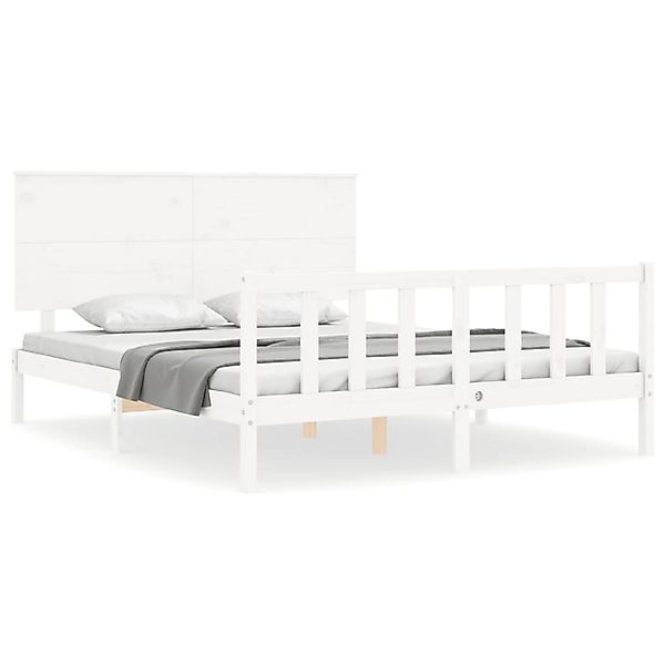 vidaXL Massivholzbett mit Kopfteil Weiß 3193407 günstig online kaufen