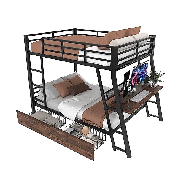 OKWISH Etagenbett Kinderbett Metallbett (mit LED-Beleuchtung günstig online kaufen