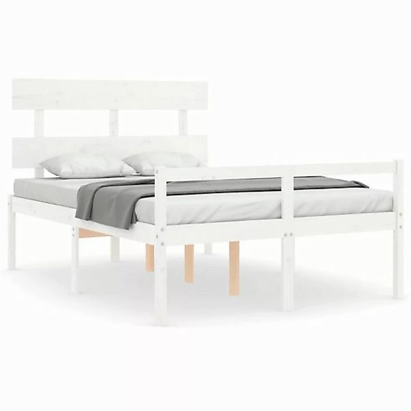 vidaXL Bett Seniorenbett mit Kopfteil 140x200 cm Weiß Massivholz günstig online kaufen