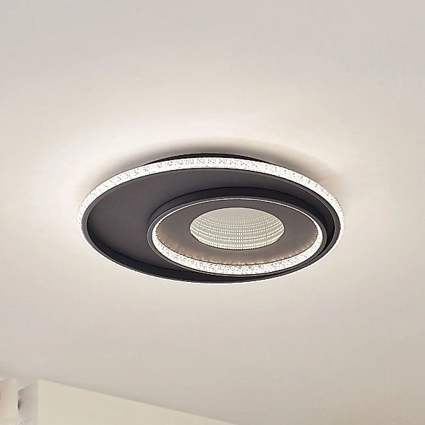Lindby LED-Deckenlampe Inessa, Ø 51cm, schwarz, CCT, dimmbar günstig online kaufen