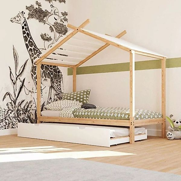 Artkid Kinderbett Laila Hausbett weiß 90x200 cm inkl. Gästebett, Kinderbett günstig online kaufen