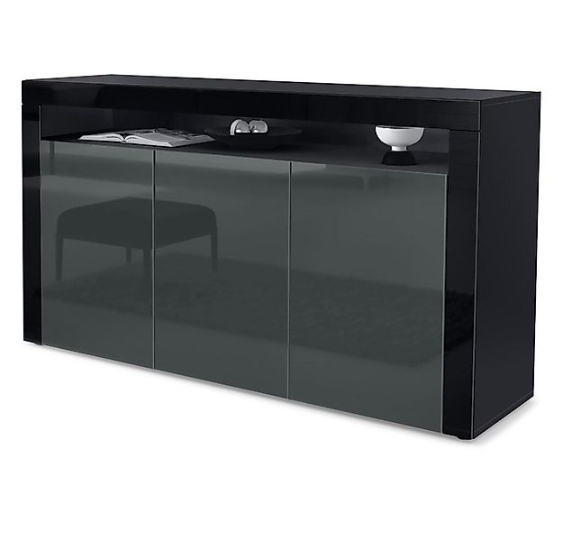 Vladon Sideboard Valencia (Sideboard, mit 3 Türen und 1 offenem Fach), Schw günstig online kaufen
