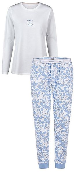 By Louise Schlafanzug Damen Pyjama lang (2 tlg) Baumwolle Hose mit Blumen M günstig online kaufen