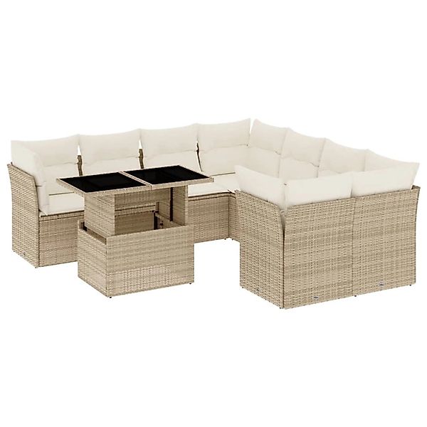 vidaXL 9-tlg Garten-Sofagarnitur mit Kissen Beige Poly Rattan Modell 280 günstig online kaufen