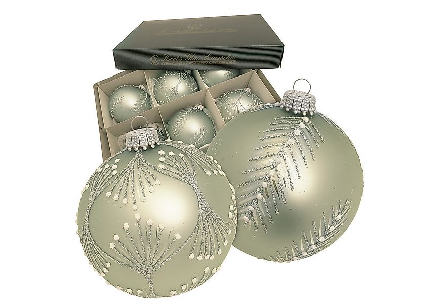 Krebs Glas Lauscha Weihnachtsbaumkugel 6er Set - Glasanhänger - Lindgrün mi günstig online kaufen
