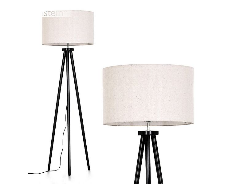 hofstein Stehlampe Stehlampe aus Holz/Stoff in Schwarz/Weiß/Beige, ohne Leu günstig online kaufen