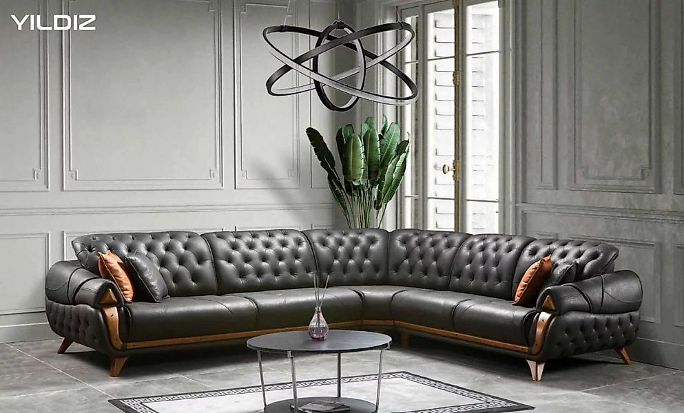 JVmoebel Ecksofa Wohnzimmer Leder Schwarz Sofa Sofas L-Form Sitzer, Made in günstig online kaufen