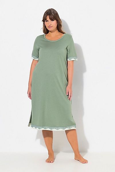Ulla Popken Nachthemd Nachthemd Spitzenkanten Rundhals Halbarm günstig online kaufen