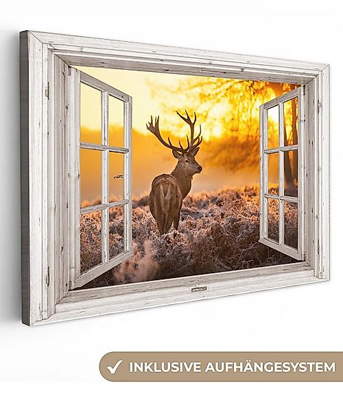 OneMillionCanvasses® Leinwandbild Hirsche - Herbst - Tiere - Natur - Wald - günstig online kaufen