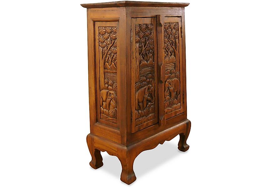 livasia Midischrank mit Elefantenschnitzerei, handgefertigt, Akazienholz, 5 günstig online kaufen