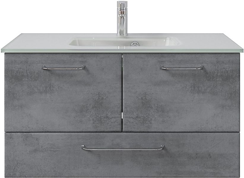 Saphir Badmöbel-Set »Quickset 945 Glas-Waschtisch mit Unterschrank, 99 cm b günstig online kaufen