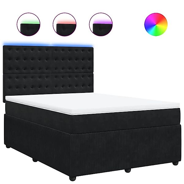 vidaXL Boxspringbett mit Matratze Schwarz 140x190 cm Samt 3294648 günstig online kaufen
